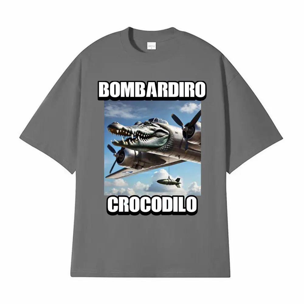 Bombardino Crocodilo Meme T-Shirt Men Women Short Sleeve Cotton Tees Funny Graphic T-shirt Y2k Outfit Summer Tops Men's Clothing