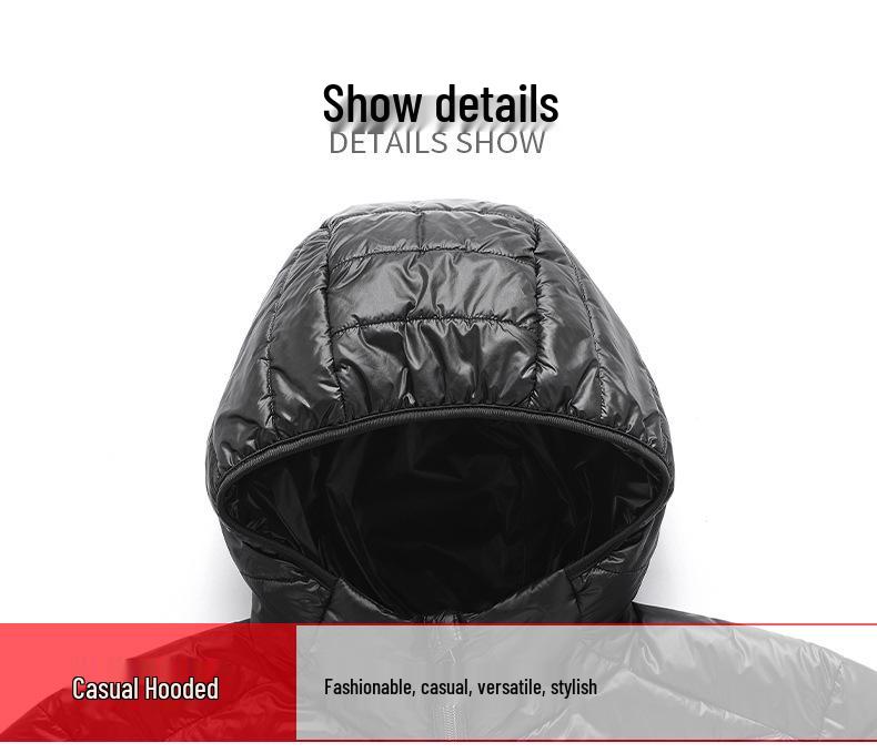Trendy Men's Hooded Lightweight Down Jacket - 90% White Duck, Perfect for Spring & Autumn