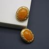 European & American Antique French Yellow Cloud Pattern Jelly Glass Earrings - Exquisite Workmanship, Simple, Niche Design