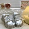 New Fashion 2025 Sandals Summer Thick-soled Outer Wear Women's Casual Versatile One-word Slippers with Feet Are Not Tired To Increase Height