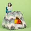 Bird Nest Cave Bed Tent Winter Warm with Detachable Flannel Cushion for Small Birds Blue
