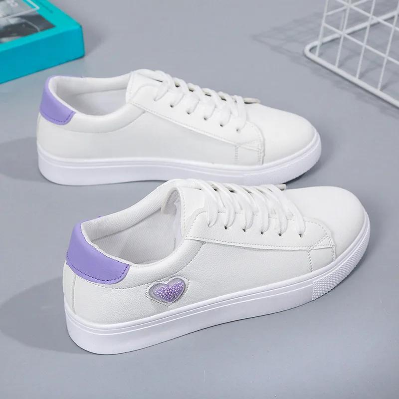 Fashion Pink Heart Shoes Flat Running Shoes for Women Sport Light Casual Breathable Shoes Women Sneaker White Tennis Ladies Footwear