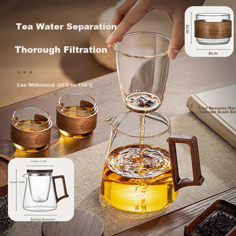 Niye Glass Teapot with Tea Infuser Cup, Office Tea Set, Large Capacity Glass Teapot for Home Use
