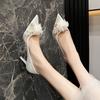 Fashion Wedding Shoes Women 2025 French Bridal Shoes Mesh Top Flower Main Wedding Dress High Heels Bridesmaids Champagne Single  Pumps