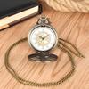 Hollow Fishbone Shaped Quartz Pocket Watch Vintage Necklace Chain Clock Gifts for Men Women