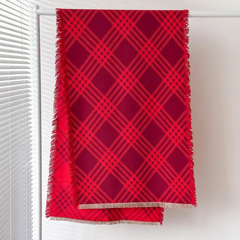 Color Matching Plaid Scarf Women's Imitation Cashmere Short Beard Circumference Students British Plaid High-end Fashion Casual Warmth