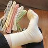 Ladies Spring and Autumn Summer Thin Cotton Candy Color Solid Color Moon Tzu Tube Stack Socks