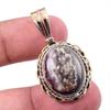 Natural Crazy Lace Agate Gemstone 925 Solid Silver Two Tone Pendant 1.50" b3P65