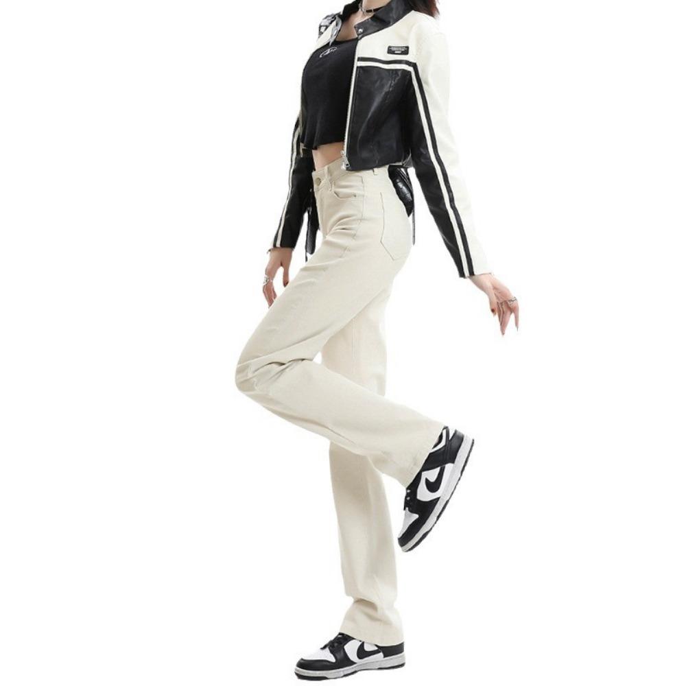 Универсальные джинсы прямого кроя женские 2025 осень и зима новые с высокой талией тонкие и высокие широкие брюки свободные джинсы