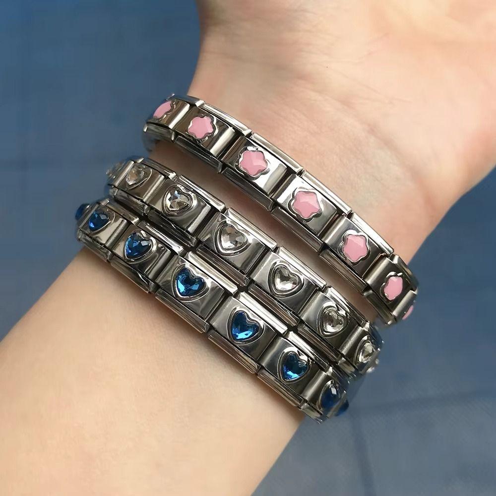 Аксессуары для изготовления браслетов DIY Модуль для браслетов Сердце Цирконий Инструмент для изготовления браслетов Нержавеющая сталь Итальянский шарм Звено