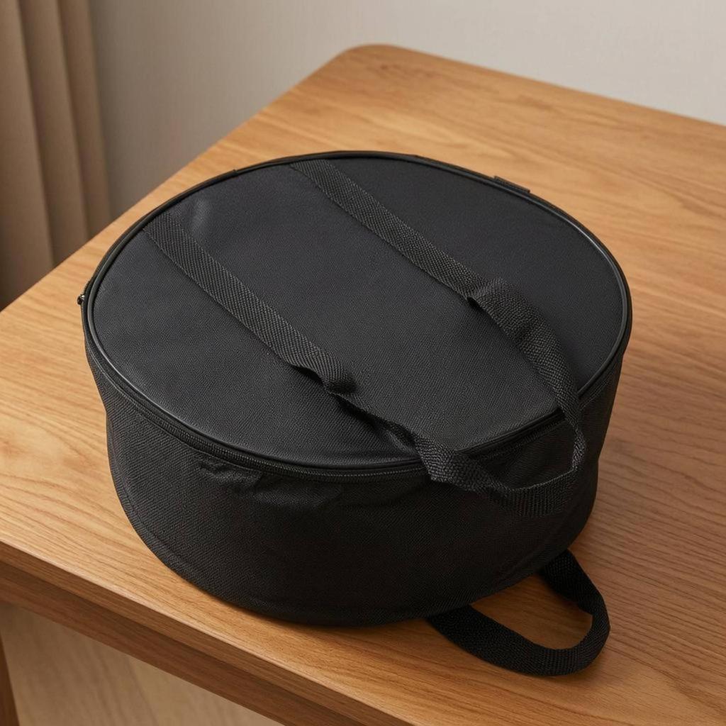 Woven Textile Storage Bag Structured Zippered Storage Bag Container Black