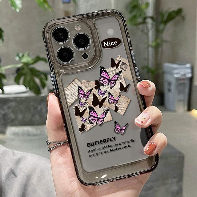 Чехол для телефона с бабочкой для Iphone 14 Pro Max, чехол для iPhone 13 12 11 Pro Max 7 8 Plus X Xr Xs Max Se, силиконовый противоударный прозрачный чехол