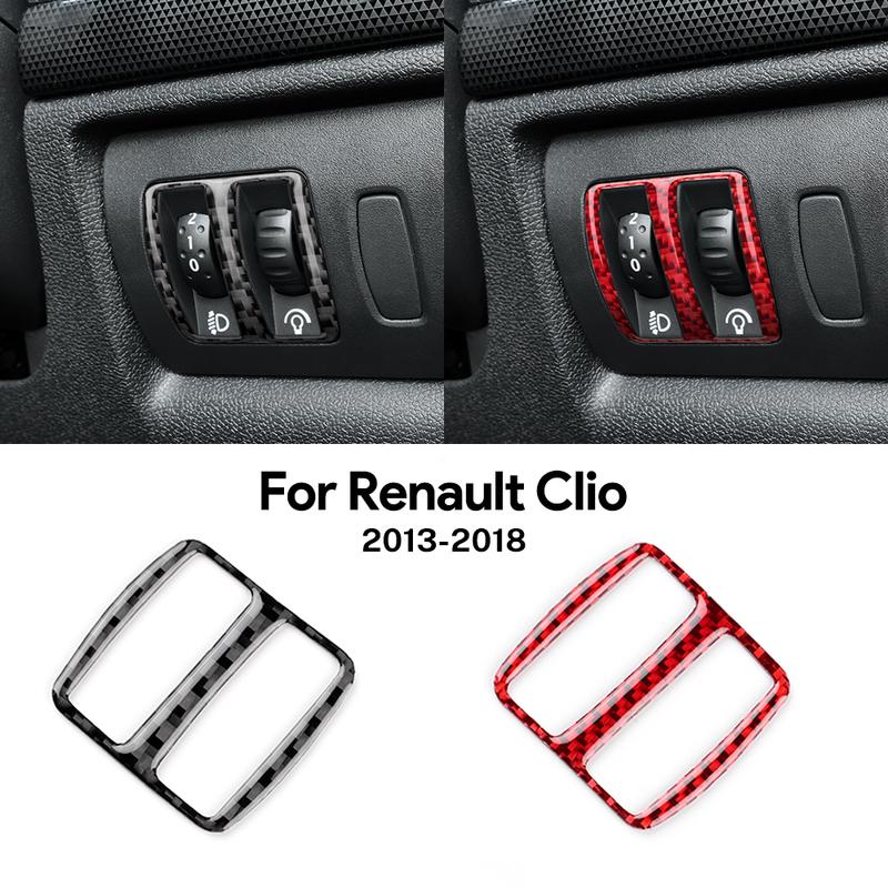Carbon Fiber Modified For Renault Clio MK4 2013-2018 Car Headlight Adjustment Control Switch Button Protective Cover Accessories