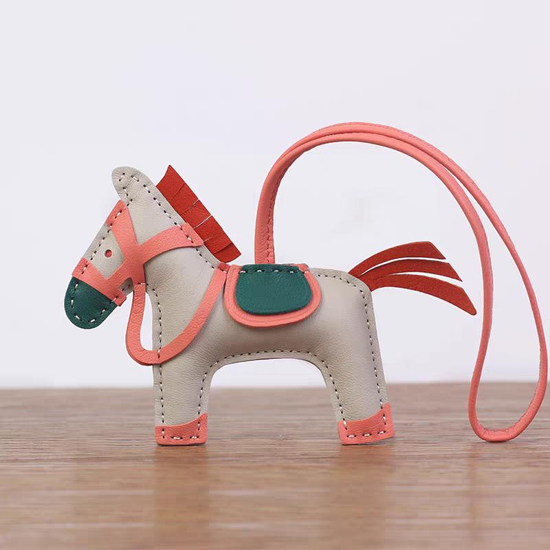 Брелок из натуральной овчины и кожи лошади, подвеска для сумки