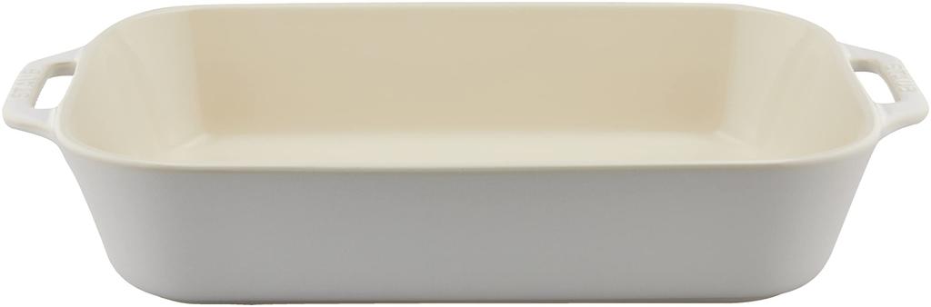 Staub Dish Ivory 34 X Ceramic Gratin Dish Oven Microwave Safe Japanese Dish "Rectangular 24cm" [Authorized Product] 40511-887