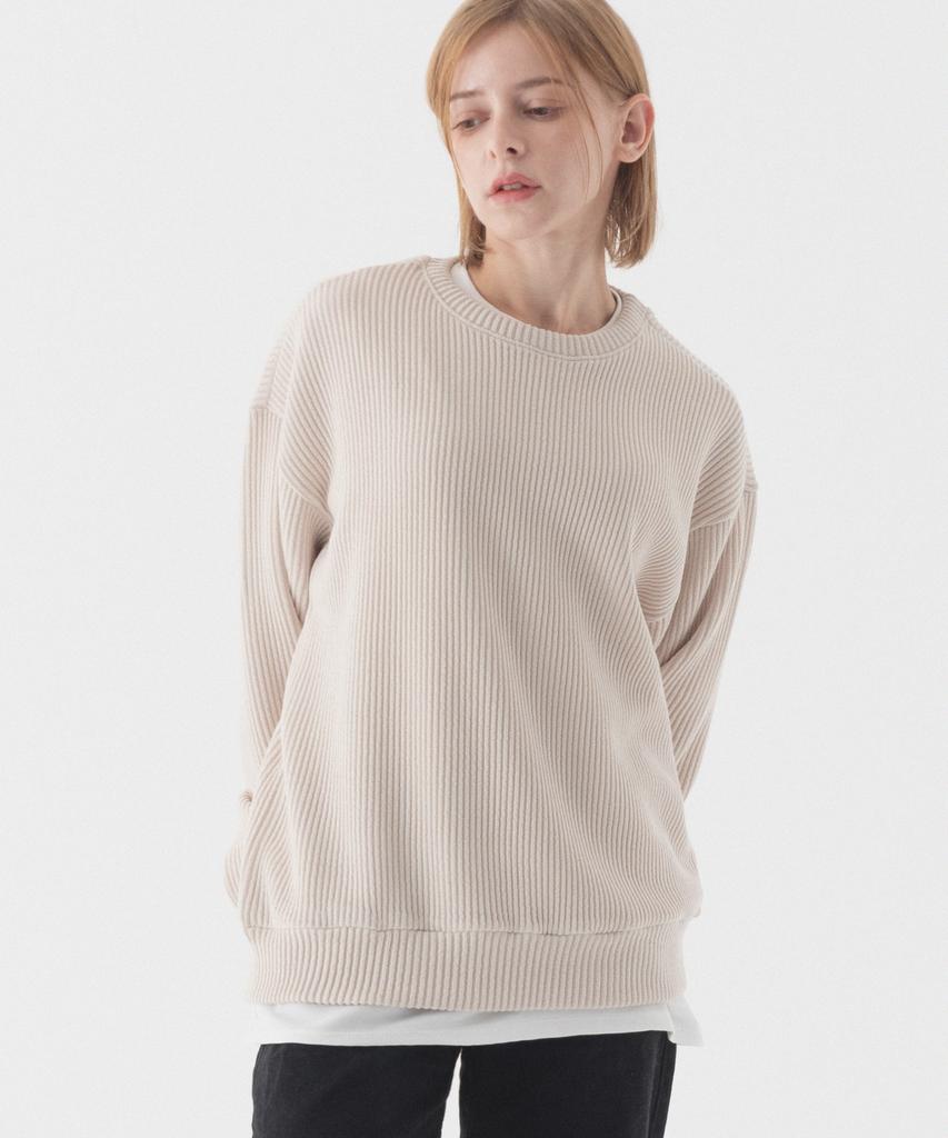 PIANER Comfortable Oversized Crew Neck Knit (Beige)