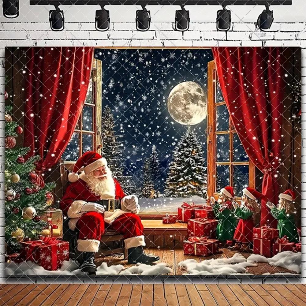 Merry Christmas Backdrop Santa Claus Xmas Fireplace Photography Background Home Family Party Decoration 2026 Xmas Photo Props297
