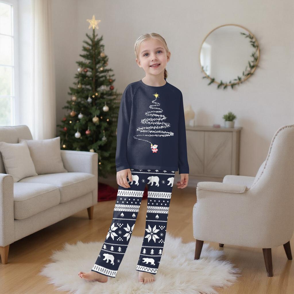 Christmas Prints Family Matching Long Sleeve Tops+Pants Set Family Matching Sets