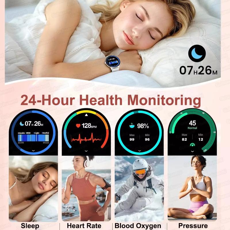 Новые умные часы 2025 года для женщин в подарок 1,43-дюймовый полностью сенсорный экран спортивные фитнес-часы Bluetooth-звонки цифровые умные часы женские