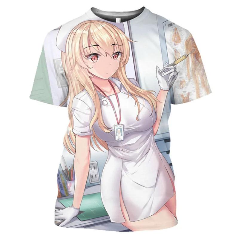 Unisex 3d Ahegao Sexy Girl Printed Manga Bikini Exposed Loli Tee Shirts Hentai Nurse Doctor Anime T Shirt For Harajuku Fashion Tops