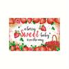 2D Glitter Strawberry Baby Shower Backdrop with Basket & Gold Confetti