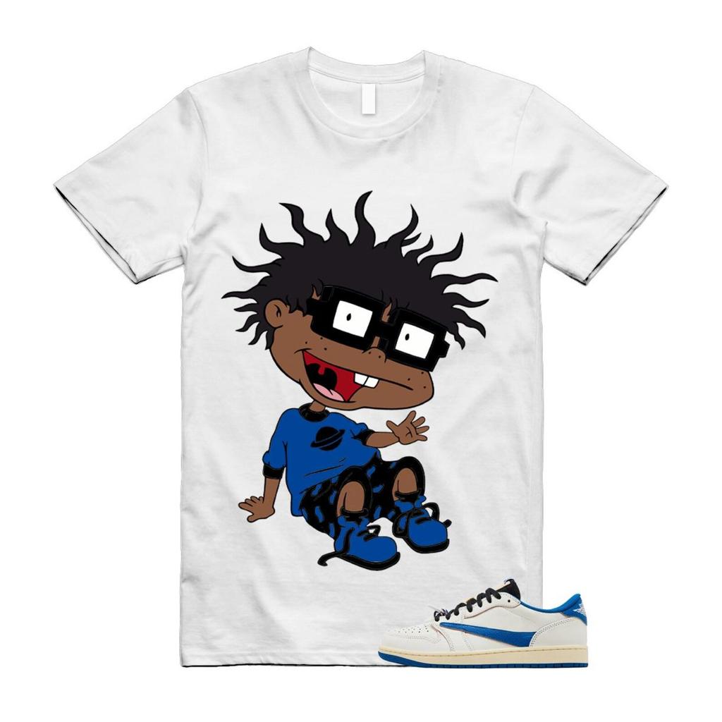 1 Fragment x Travis Military Blue White Black Low OG SP Sail Muslin T Shirt Match FINSTER