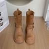Коричневые двухсторонние ботинки-локомотивы Мартин женские 2025 осень и зима новые на толстой подошве с увеличением роста ботинки Майяр короткие ботинки