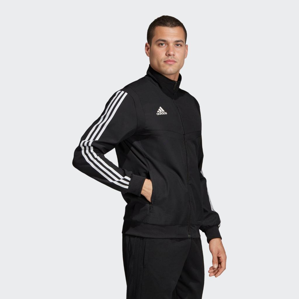 Adidas Solid Color Logo Print Side Stripe Zip Jacket Men Outerwear Black DJ2591