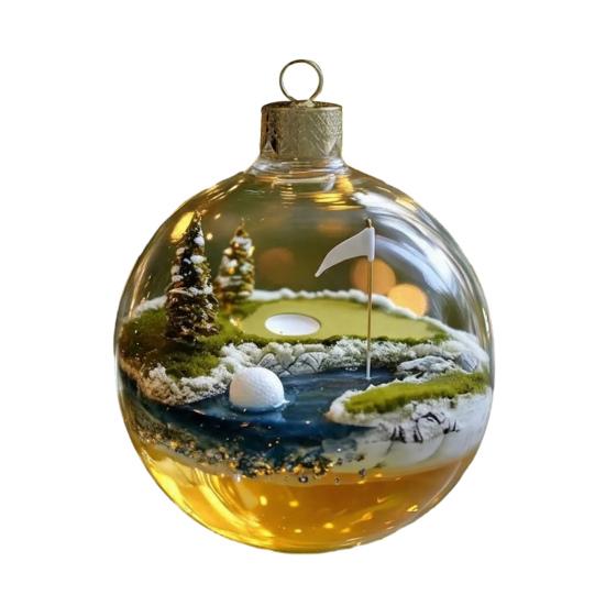 Спортивный мяч Рождественские украшения 3D Украшение Снежный шар со спортивными микросценками Прозрачный пластиковый подвесной шар для рождественской елки Домашний декор