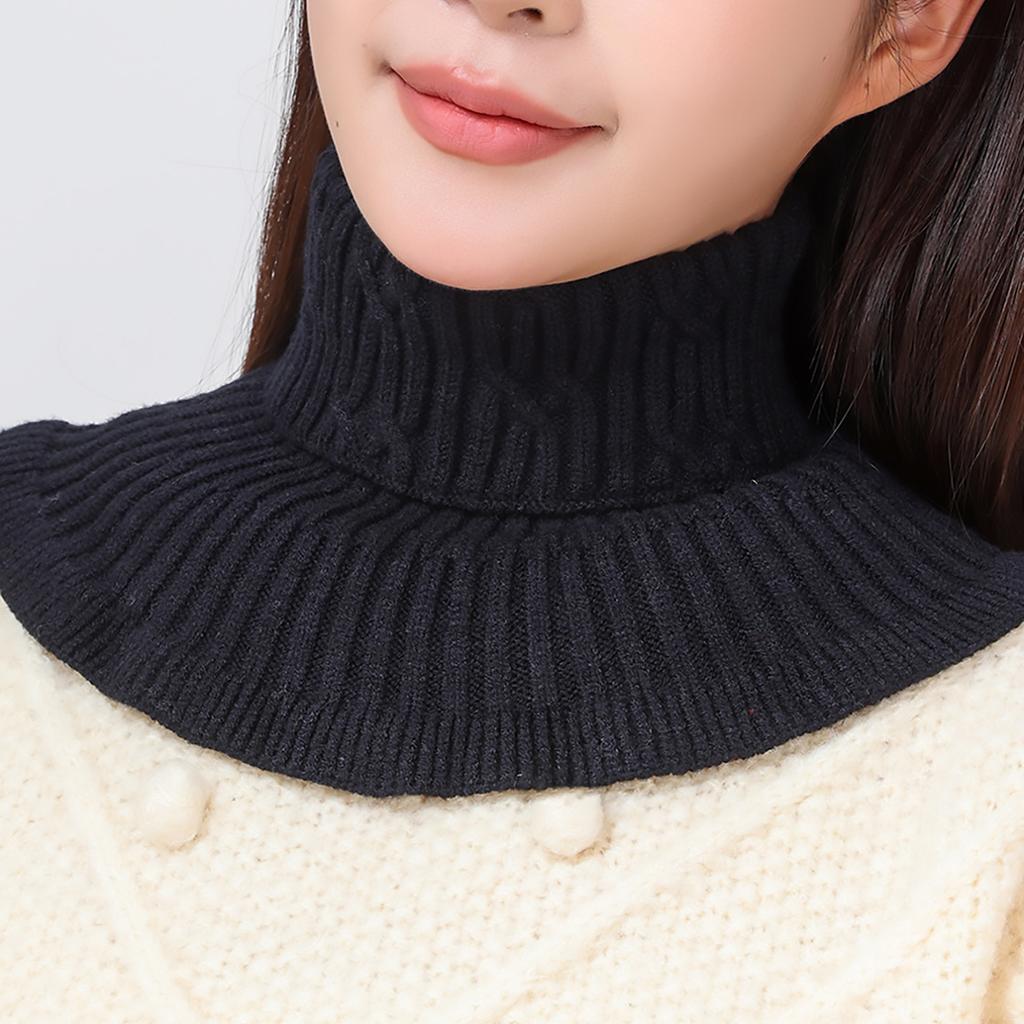 Winter Windproof Knitted Fake Collar Scarf With Wooden Ear Women Turtleneck Warm Knitted False Fake Collar Detachable Scarf