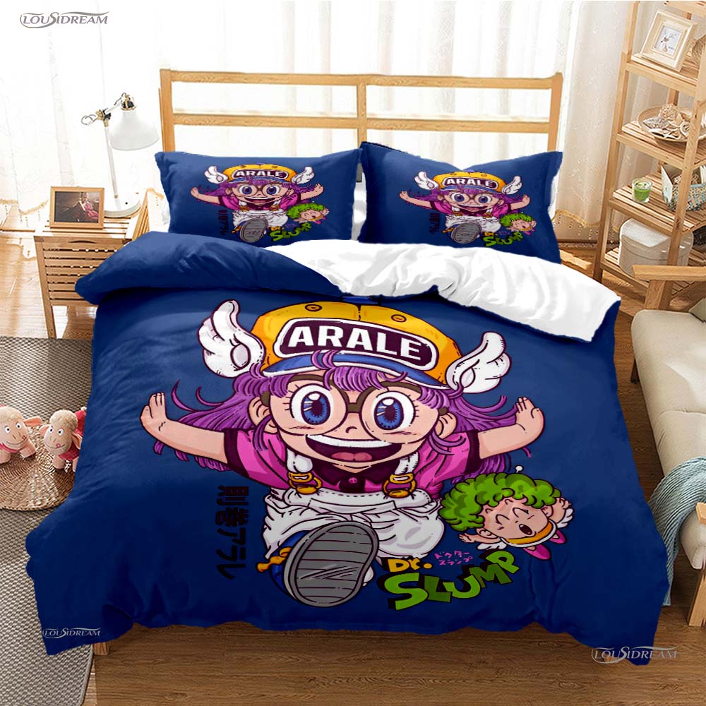 DR Slump Arale Аниме Пара Все Сезоны Пододеяльник Одеяло Комплект Постельного Белья Мягкий Чехол для Одеяла и Наволочки Односпальный/Двуспальный/Евро/Кинг