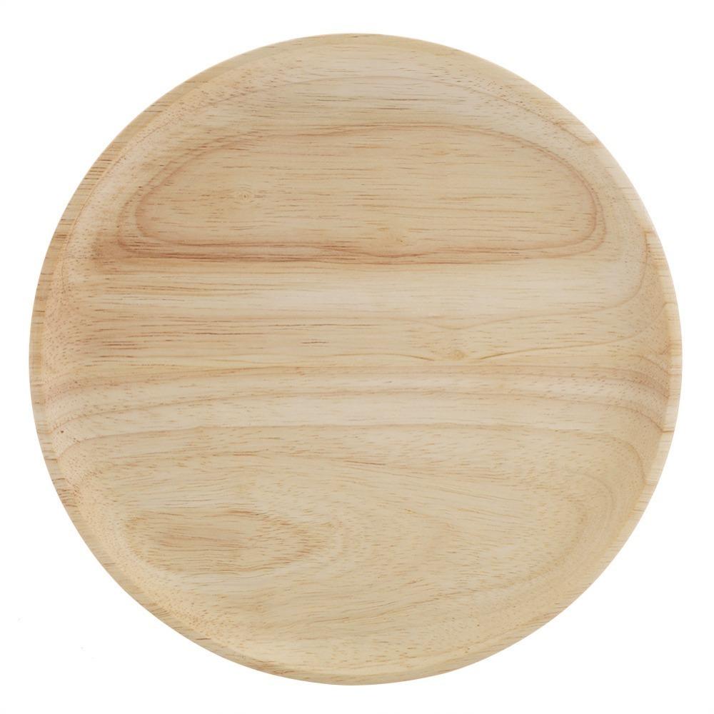 Round Japanese Style Plate Wooden Fruit Tray Heat Insulated Serving Tray Hotel