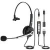 Voistek New Headset USB Single Ear with Noise Cancelling Microphone 3 Way Plug Headset Suitable for Web Call Remote Telecommunications Online Working