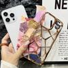 Чехол для iPhone 16 Pro Max с гальваническим покрытием, дизайн в ромбы, ТПУ чехол для телефона с бумагой с мраморным узором