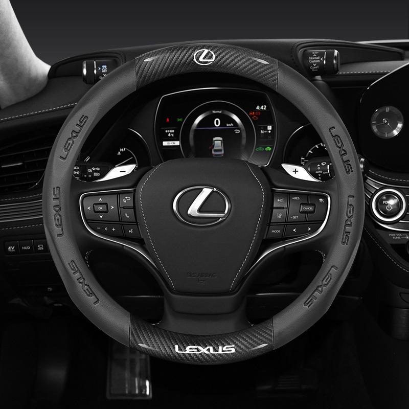 38cm Carbon Fiber Leather Car Steering Wheel Cover For Lexus F Sport ES200 ES300 RX300 LS500h GS300 IS300 CT200h UX300 LX570 GX