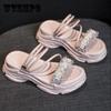 Two Wear Sandals Women's All-match Thick Bottom Heightening Light and Comfortable Outer Wear Sandals and Slippers Pearl Decoration