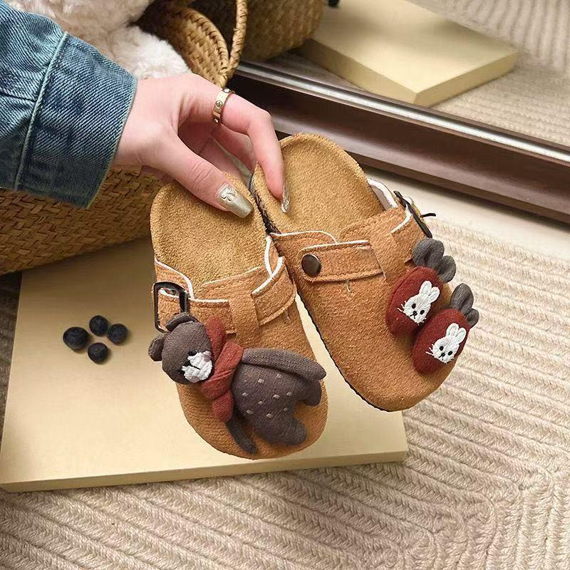 Милые детские мультяшные шлепанцы Birkenstock - Модель Весна 2025, Толстая подошва, Закрытый носок, Для улицы, Ленивый стиль