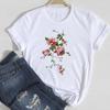 (Asian Size)Tee Clothing Casual Top Fashion T Flower Style Trend 90s Trend Shirt Short Sleeve Women Print Lady Female Graphic T-shirt