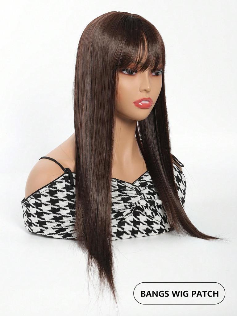 Синтетический длинный прямой верхний слой для волос с челкой, накладные волосы, натуральный сменный чехол, термостойкий для женщин, искусственный парик