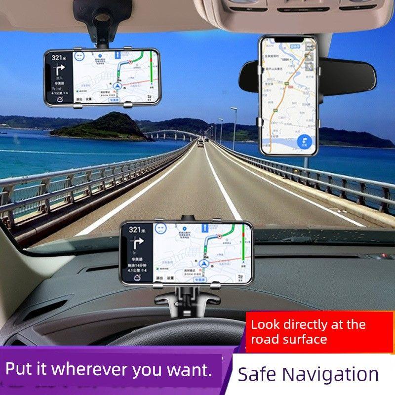 Car Bracket Dashboard Mobile Phone Stand R Frame Neutral Rearview Mirror Bracket Car Clamping Navigation Direct View Support