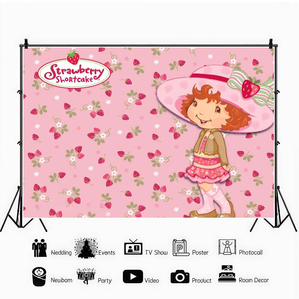 Photographic Background with Strawberry Cake Design, Product Photography Accessories, Photographic Studio Background, Party Decoration, Tapestry Paper