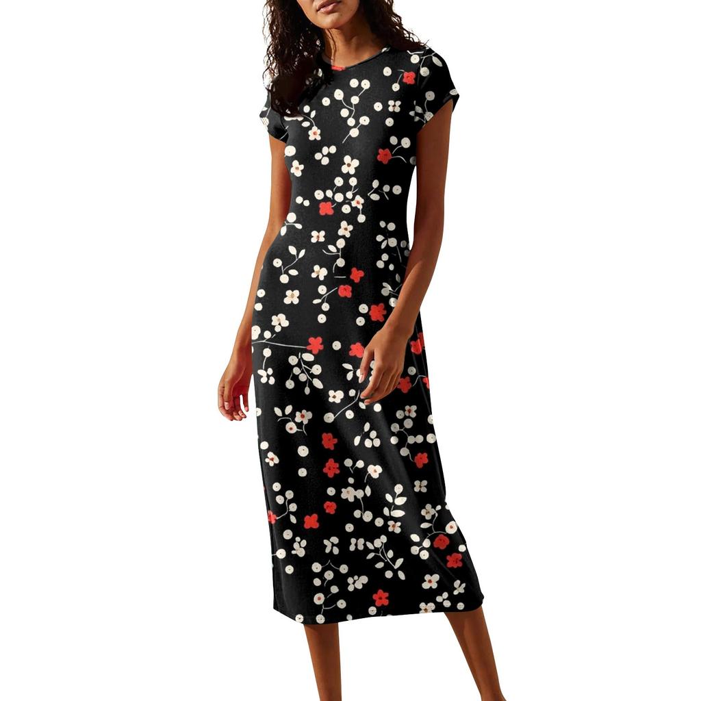 Женские платья миди с коротким рукавом и воротником-хомут, весна-лето, вечернее платье