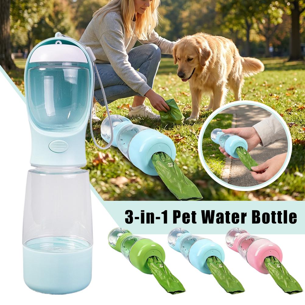 3-in-1 Portable Dog Water Bottle with Food Container, Leak-Proof Pet Water & Food Dispenser for Outdoor Travel, Hiking, Walking
