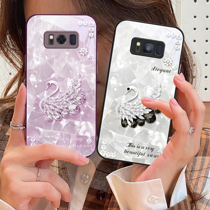 Сверкающая маленькая жемчужина для Samsung S25 S25 Edge S25 Ultra S8 9 S10 20 Ultra S21 Pro 22 Plus S23 FE S24 Ultra. Чехол из стекла для телефона.