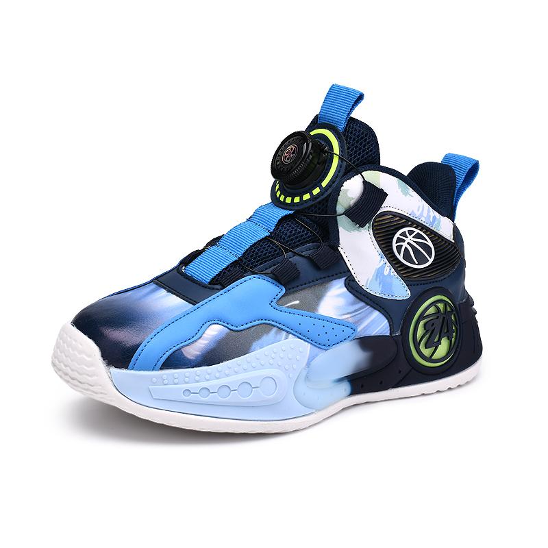 Новые баскетбольные кроссовки для мальчиков Детская обувь из кожи для тренировок, профессиональная спортивная обувь с вращающимися кнопками, боевые ботинки