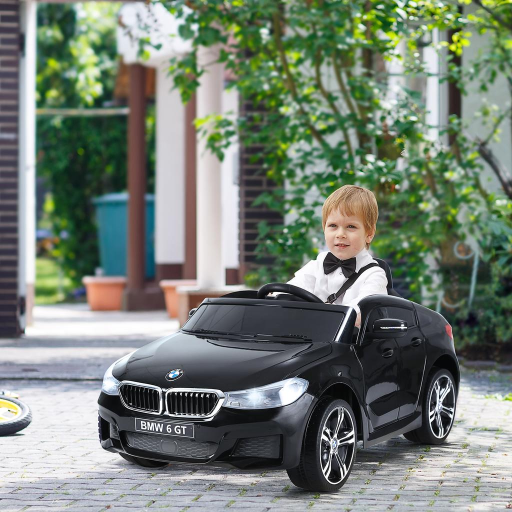Children's Electric Car 6 V 3 Km/h Max. Sound and Light Effects Remote Control Included Black BMW 6 GT