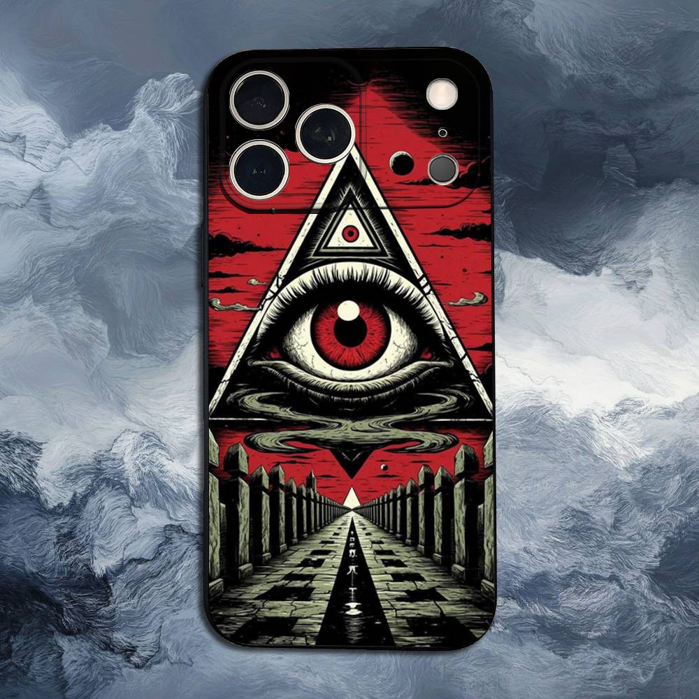 Illuminati Art Eye Occult Case For iPhone 15,17,16,12,14,13,11,Plus,Pro Max,XS,X,Mini,8,7,XR,SE,Soft Silicone Black