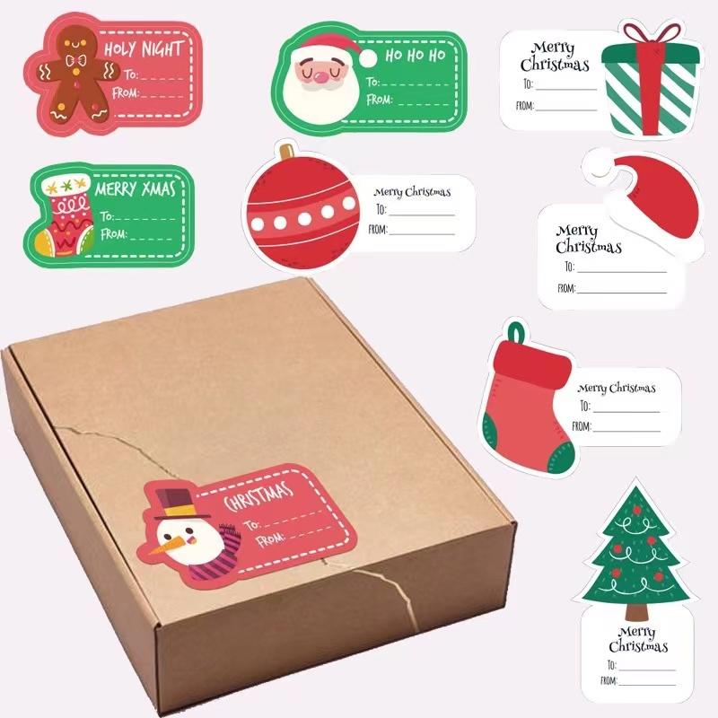 10pcs-50pcs Christmas Stickers Self-adhesive Seal Labels Christmas Tree Multi-use Merry Christmas Sticker Party Decoration
