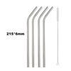 Reusable Metal Drinking Straws 304 Stainless Steel Sturdy Bent Straight Drinking Straw with Cleaning Brush Bar Party Accessory
