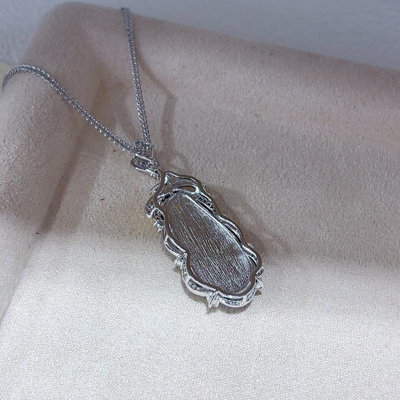 Sace Gems S925 Sterling Silver Certified 11*26MM Natual Jade Pendant Necklaces for Womne Engagement Cocktail Party Fine Jewelry